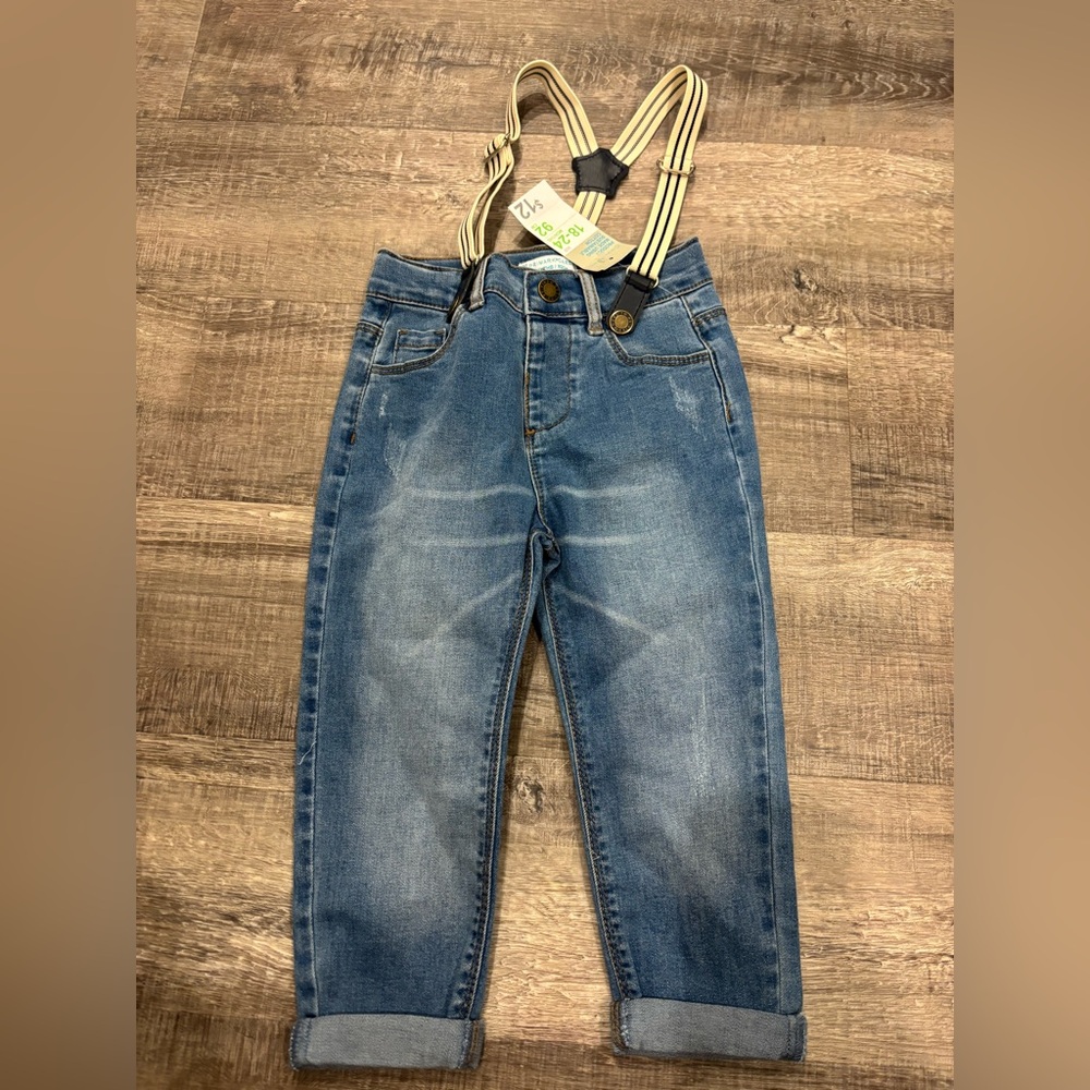 Kids Blue Jeans with Suspenders